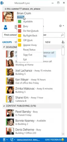 Top Benefits Of Voip And Office 365: Implementing A Voip Phone System With Office 365 4 microsoft lync interface showing collaboration features with contacts, statuses, and schedules for enhanced communication.