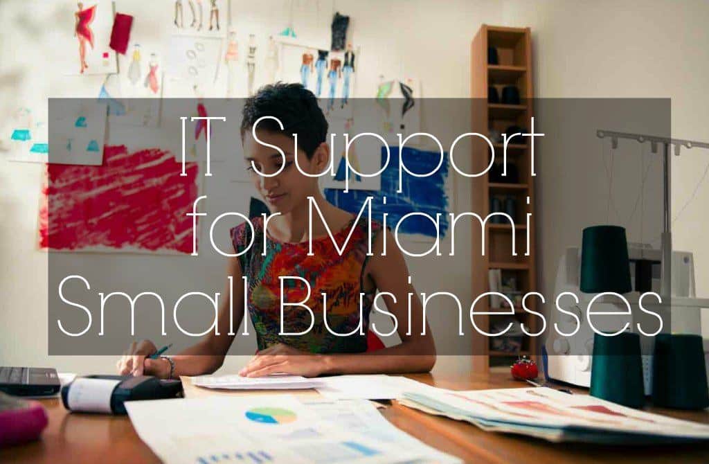 vibrant workspace with woman focused on creative it support for miami small businesses.