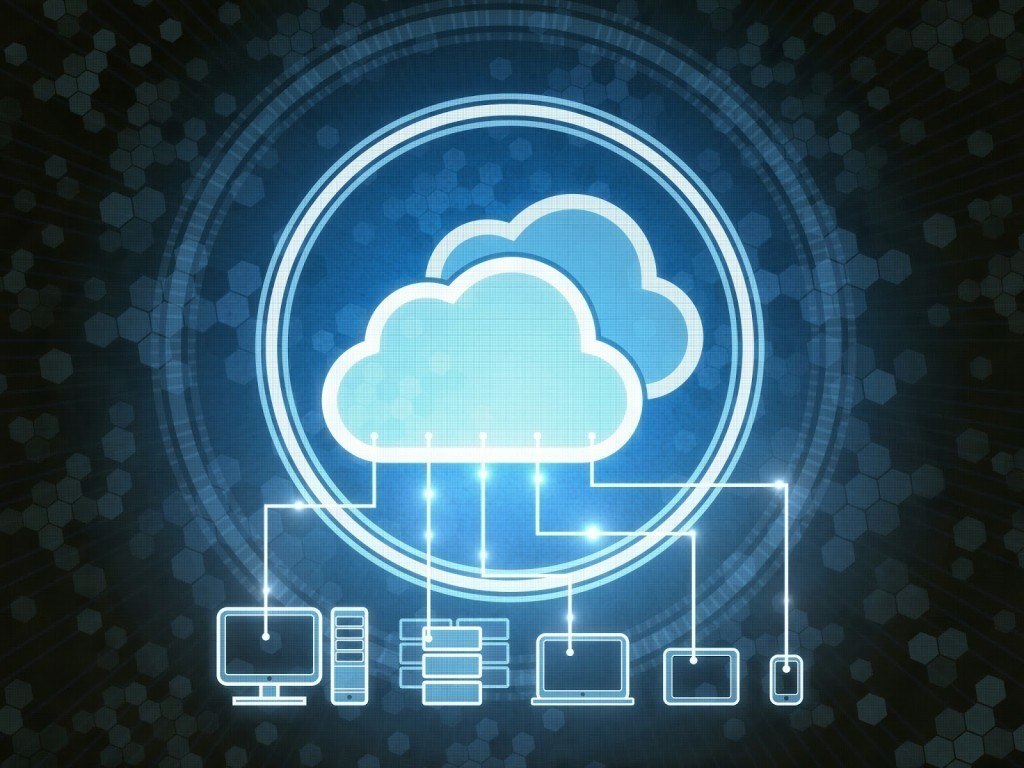 modern cloud computing illustration showcasing seamless device connectivity and data flow.