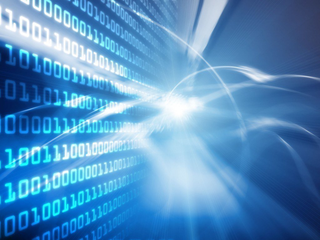 digital landscape illustrating saas benefits: vibrant binary code and dynamic data flow.