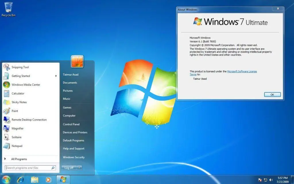 The End Is Near: Goodbye Windows 7 1 windows 7 ultimate desktop with iconic logo, system info sidebar, and user-friendly taskbar layout.